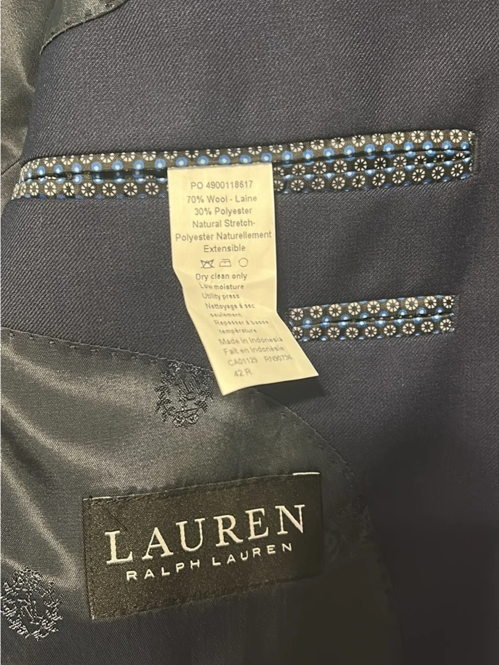 Lauren Ralph Lauren Men's Navy Two-Button Blazer 42R